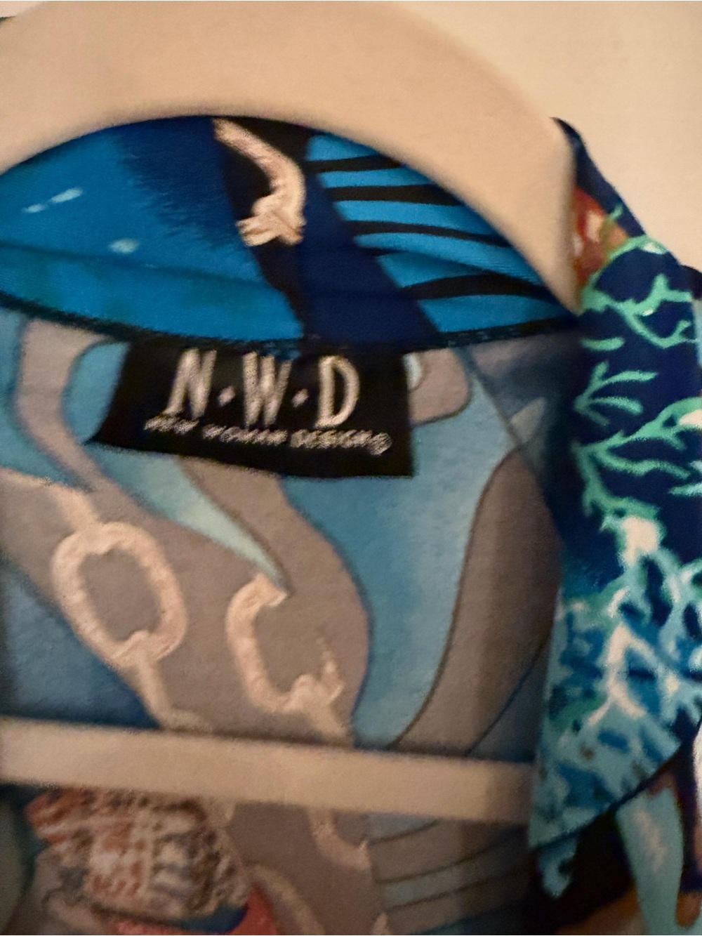 Blue Patterned Open-Front Blazer - Picture 3 of 4